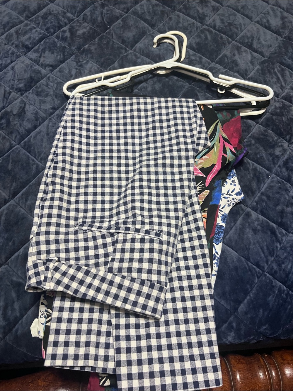 Old Navy Navy and White Gingham Chinos